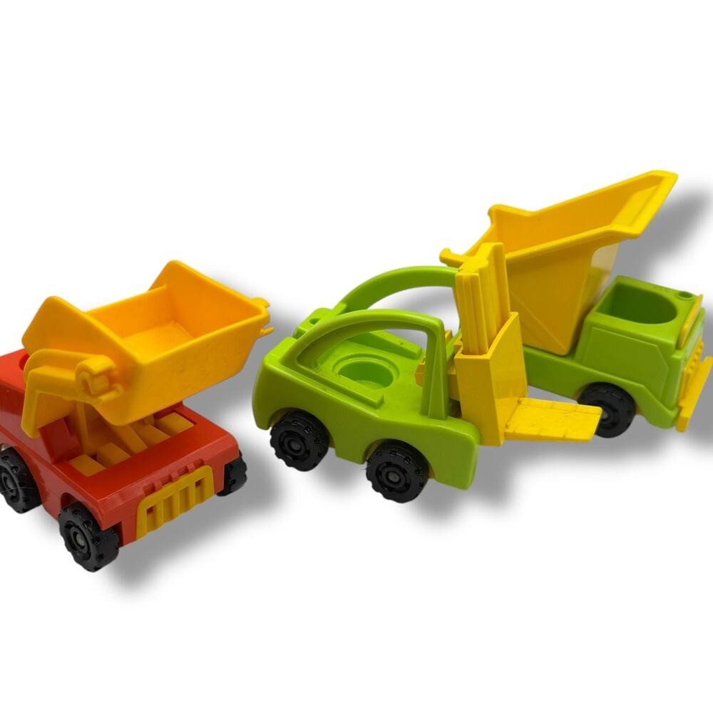 Lot of Vintage Fisher-price little people accessories - x3 construction trucks